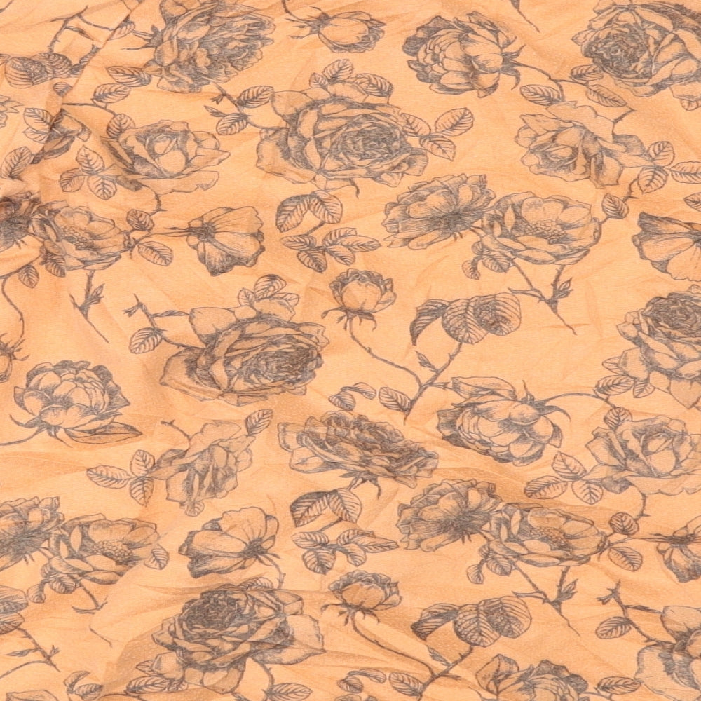 Postcard Womens Orange Floral Pullover Sweatshirt Size M