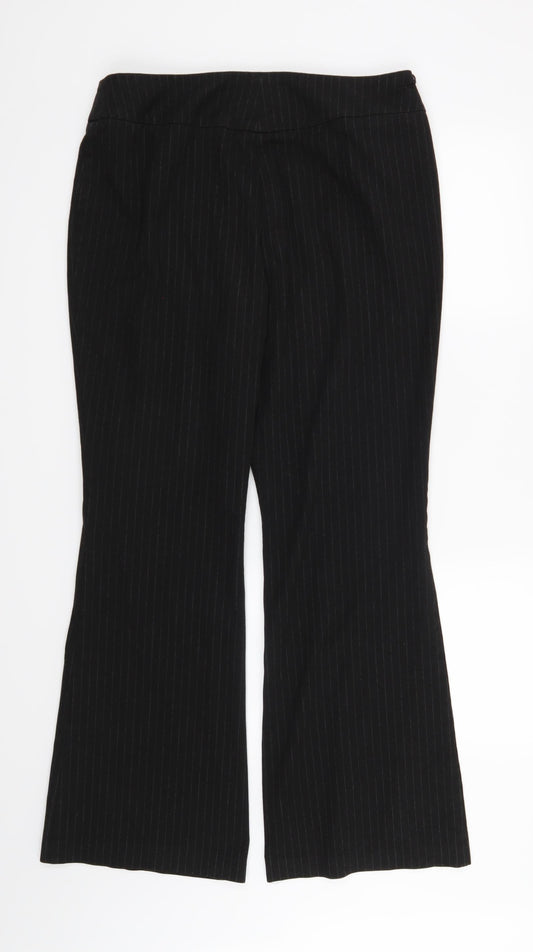 Marks and Spencer Womens Black Striped Trousers Size 16 L30 in