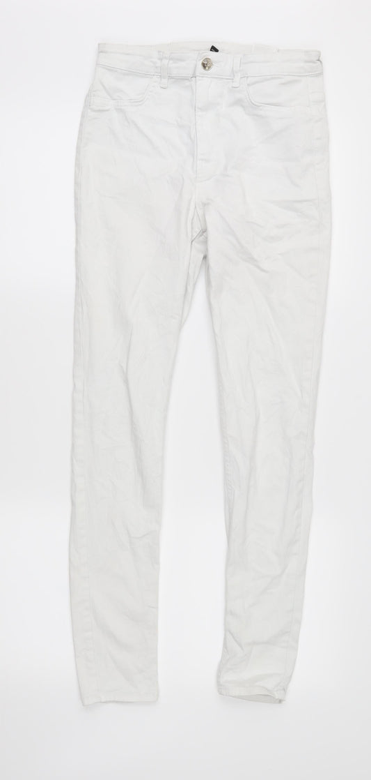 Additional front view of Divided women’s white denim skinny jeans, size UK 10, 28-inch leg