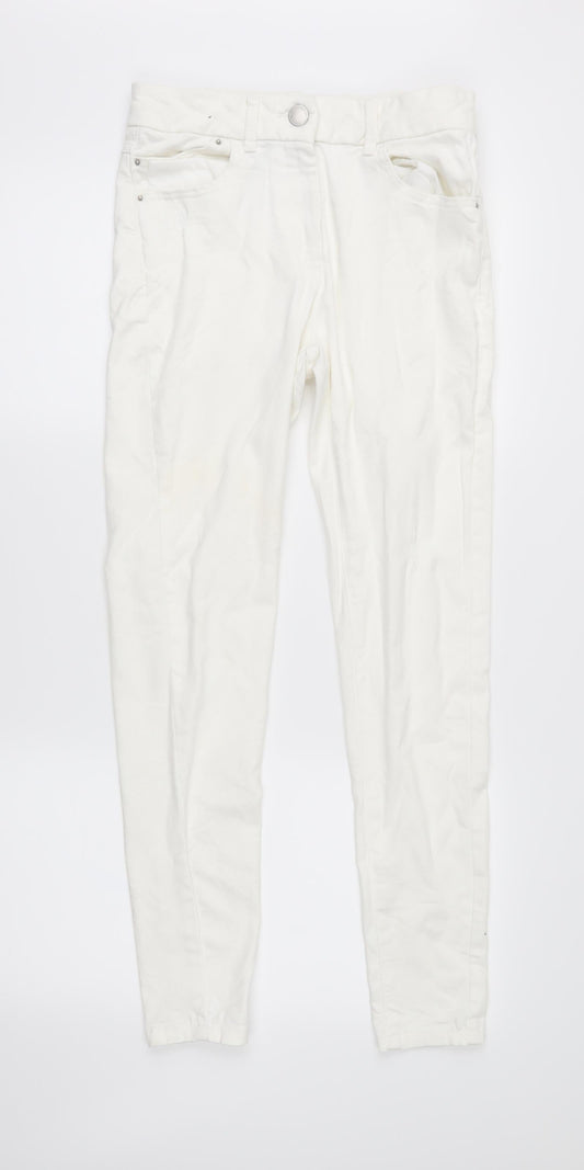 Additional front view of Marks & Spencer women’s ivory denim skinny jeans, size UK 10, 28-inch leg