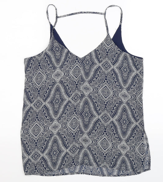 H&M Womens Blue Geometric Basic Tank Size 12