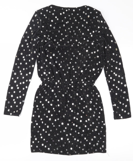 Flounce Womens Black Mini Size 8 - Shoulder Pads