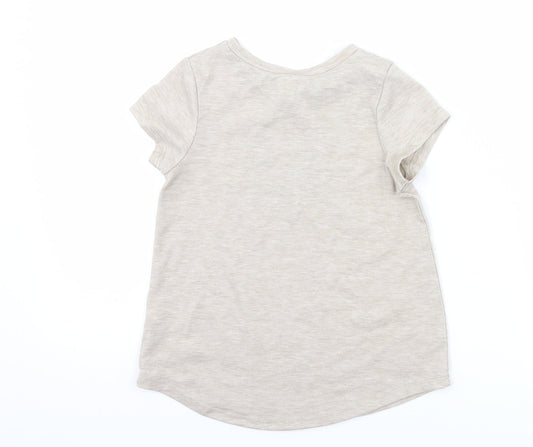 TU Girls Brown Animal Print Basic T-Shirt Size 5 Years - fun