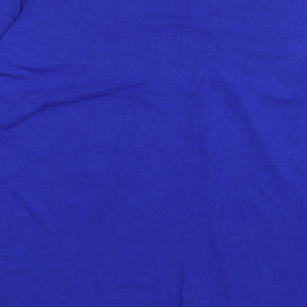 Brand and care label for togehter women’s blue floral tunic t-shirt, size L