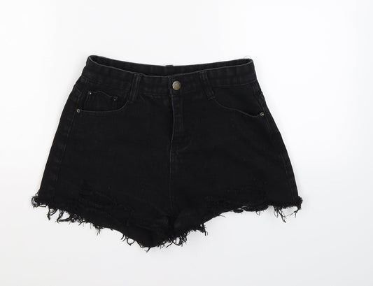 Additional front view of Falmer Heritage women’s black denim hot pants shorts, size S