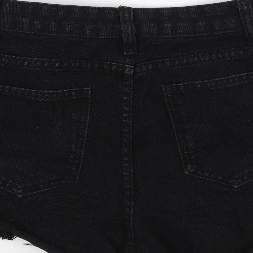 Brand and care label for Falmer Heritage women’s black denim hot pants shorts, size S