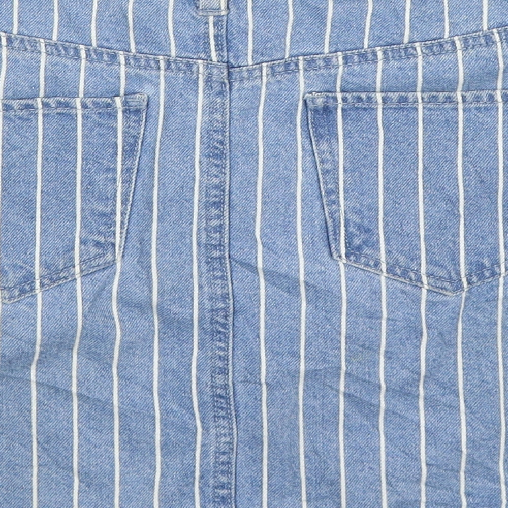 Brand and care label for denim co women’s blue striped denim straight & pencil skirt, size UK 10