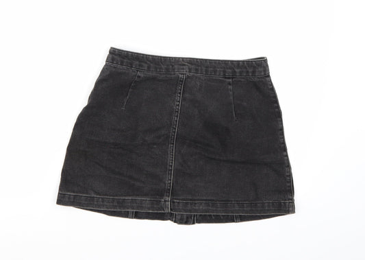 Topshop Womens Black Denim A-Line Skirt Size 8