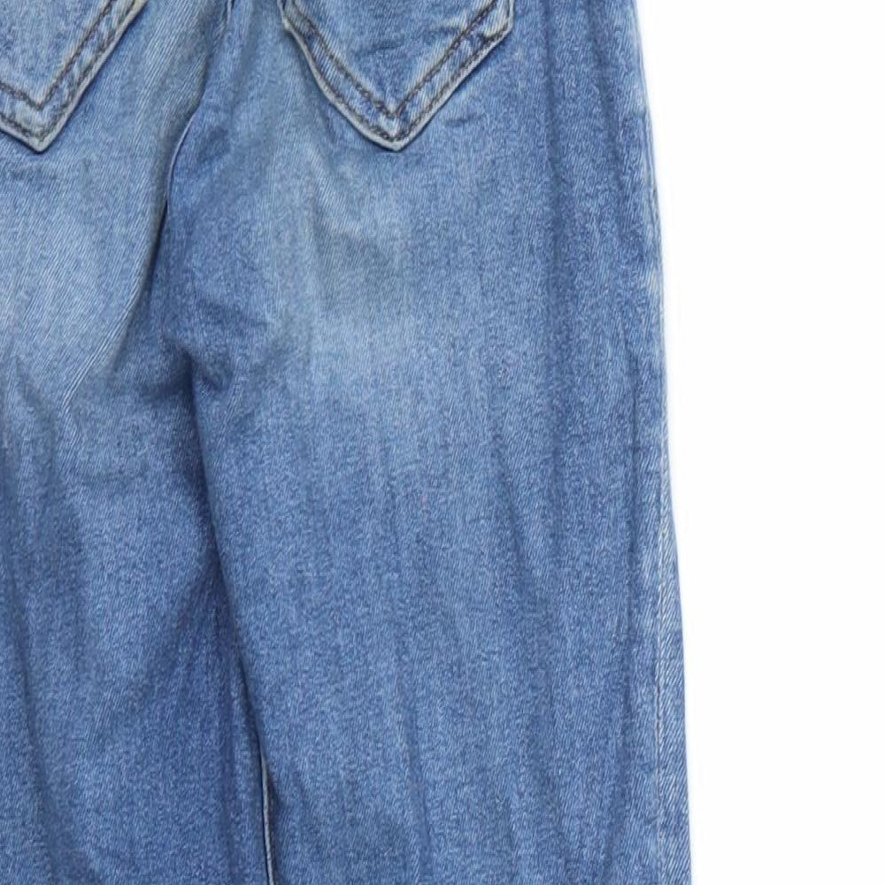 Brand and care label for Divided by H&M women’s blue denim skinny jeans, size UK 6, 24-inch leg