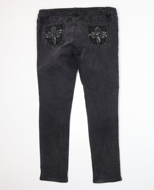 Love Denim Womens Grey Skinny Jeans Size 16 L29 in