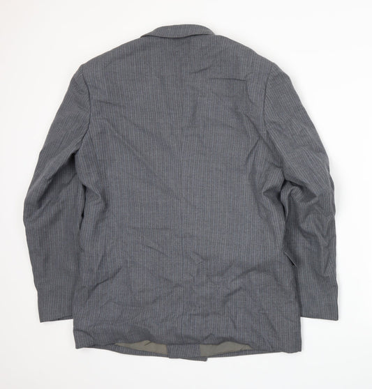 Male Mens Grey Striped Jacket Suit Jacket Size L