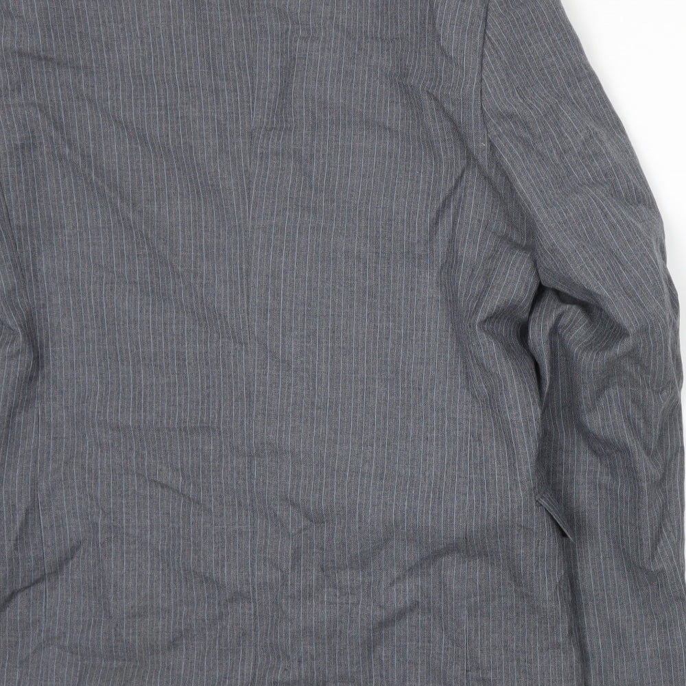 Brand and care label for Male men’s grey striped jacket suit jacket, size L