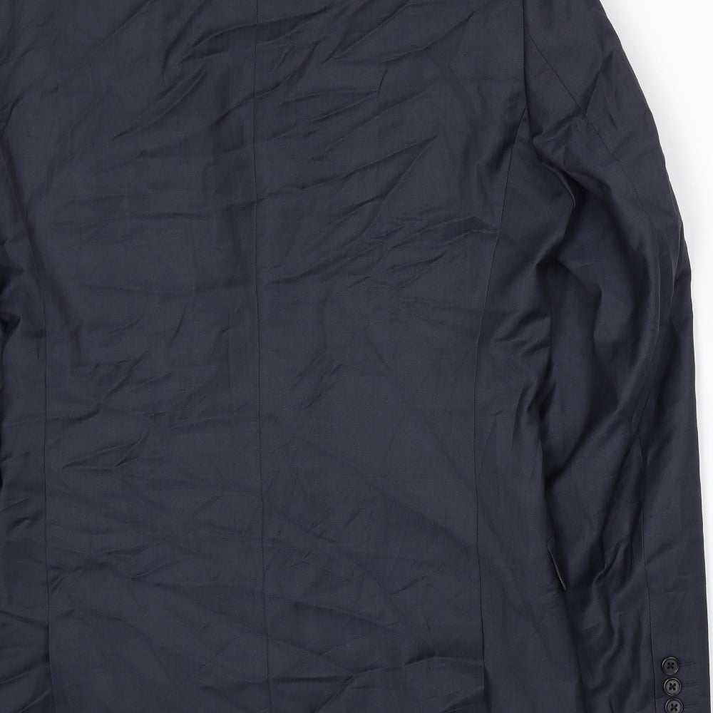 Brand and care label for Next men’s blue jacket suit jacket, size M