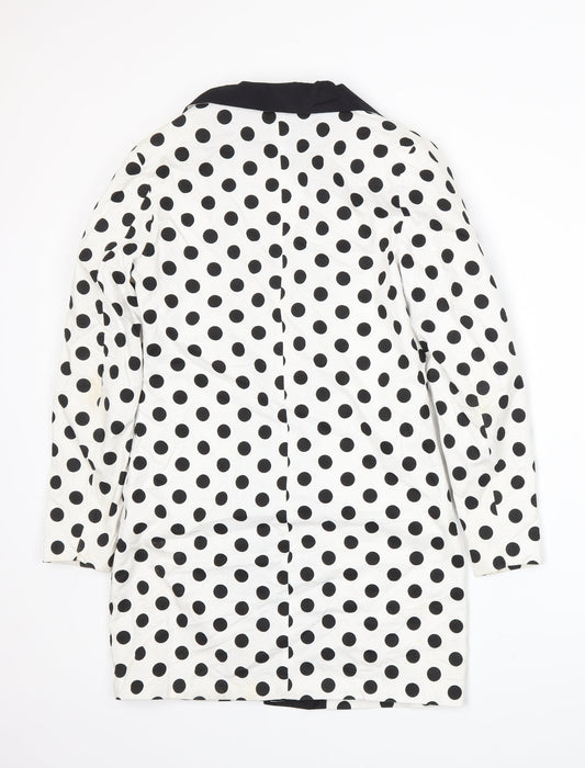 Boohoo Womens White Spotted Jacket Suit Jacket Size 8