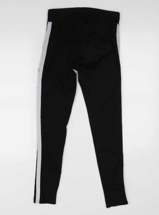 Preworn Girls Black Striped Jegging Trousers Size XL