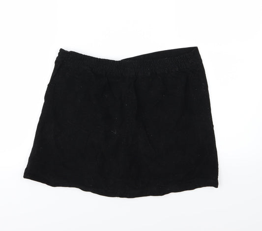 Lulua Womens Black Corduroy A-Line Skirt Size L