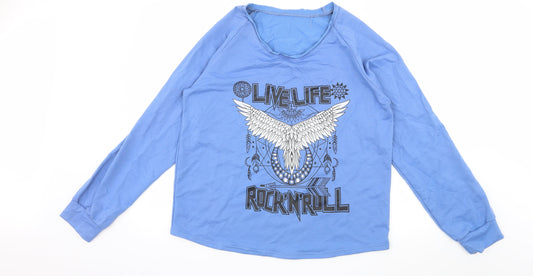 Preworn Womens Blue Jersey Pullover Sweatshirt Size L - Live Life