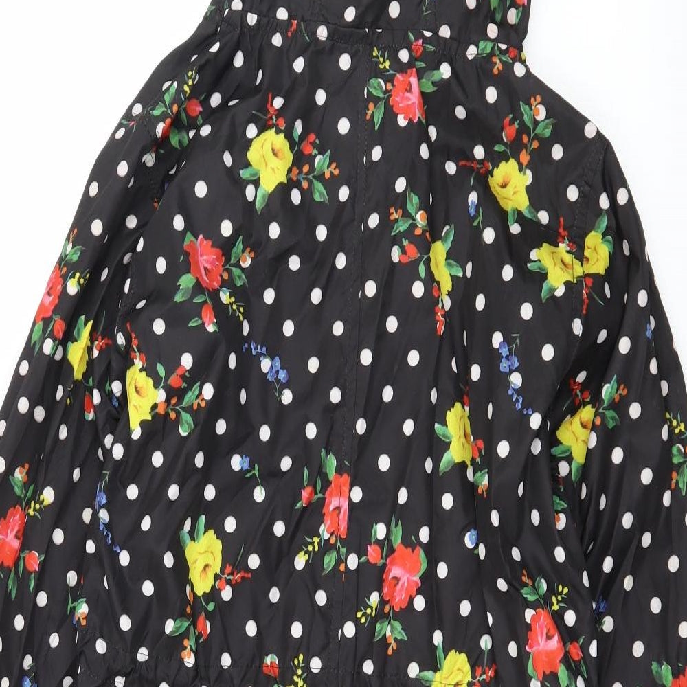 Denim & Co. Womens Black Floral Parka Coat Size S