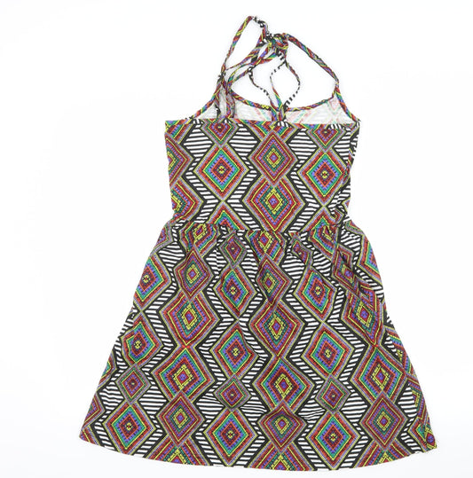 Ocean Club Womens Multicoloured Geometric Jersey Slip Dress Size 10