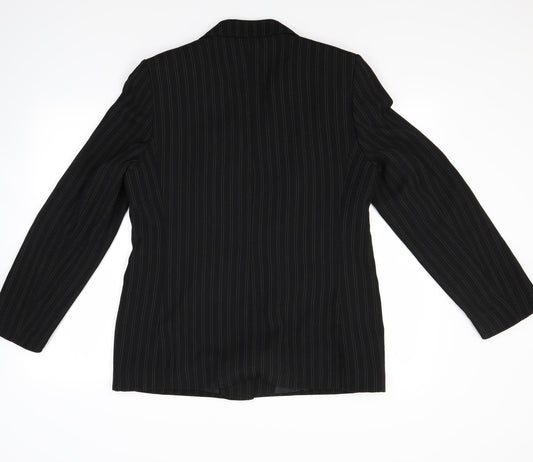 Klass Womens Black Striped Jacket Coat Size 14