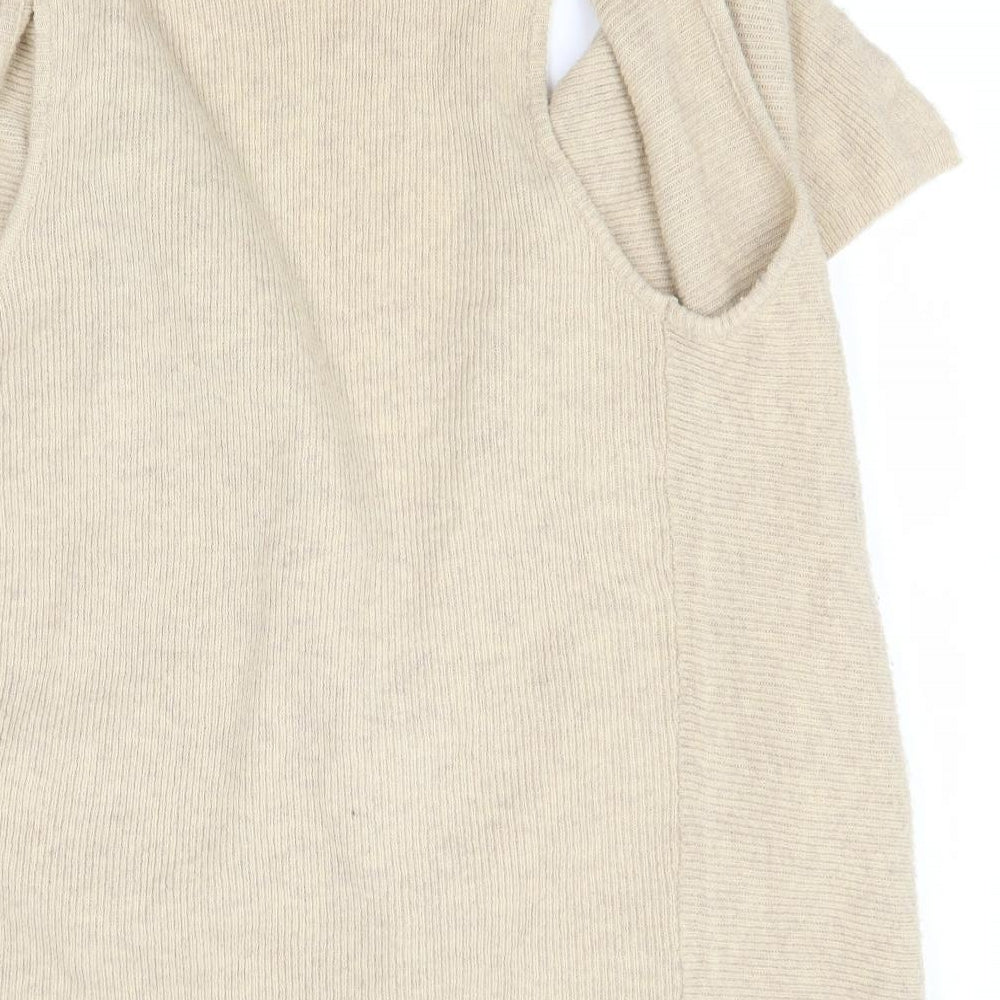 Brand and care label for Dunes women’s beige cardigan jumper, size L