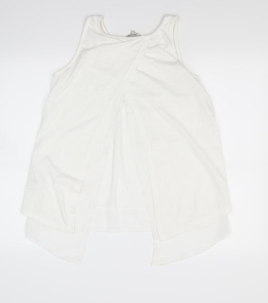 Peacokcs Womens White Basic Tank Size 8