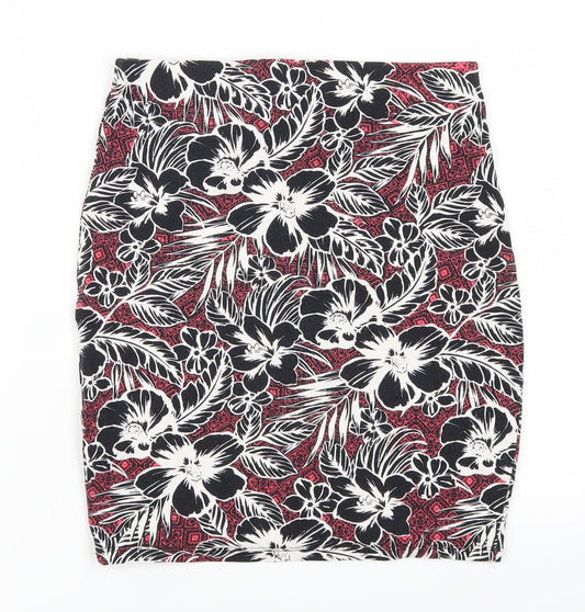New Look Womens Pink Floral Straight & Pencil Skirt Size 8