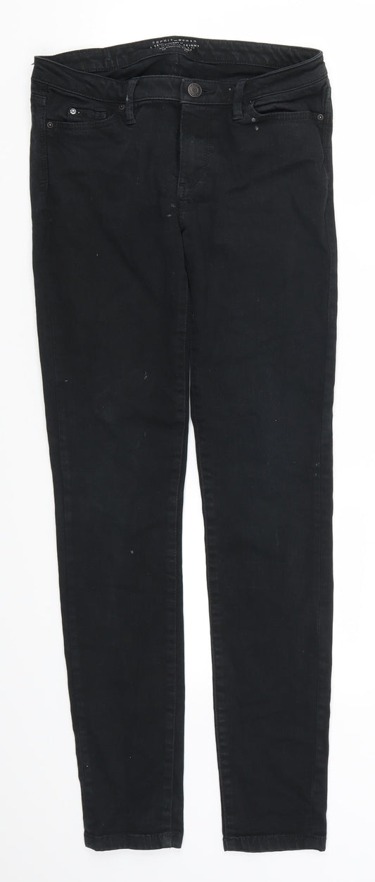 Additional front view of ESPRIT women’s black denim skinny jeans, size UK 26, in, 29.5-inch leg