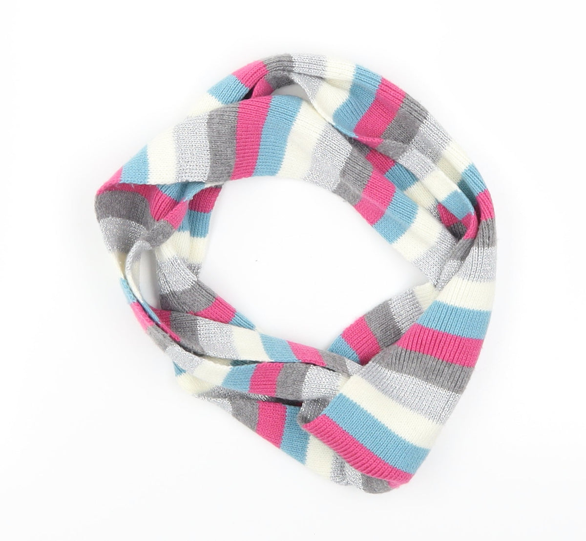 Additional front view of Preworn girls’ multicoloured striped scarf scarves & wraps one size - snood