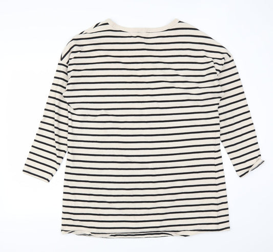 H&M Womens Beige Striped T-Shirt Dress Size M - Sweater Dress