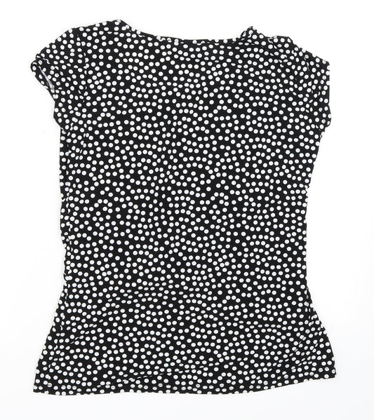 Simon Jeffrey Womens Beige Polka Dot Basic T-Shirt Size 14