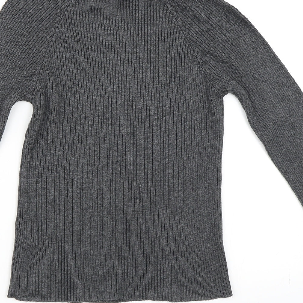Brand and care label for Topshop women’s grey jumper, size UK 10