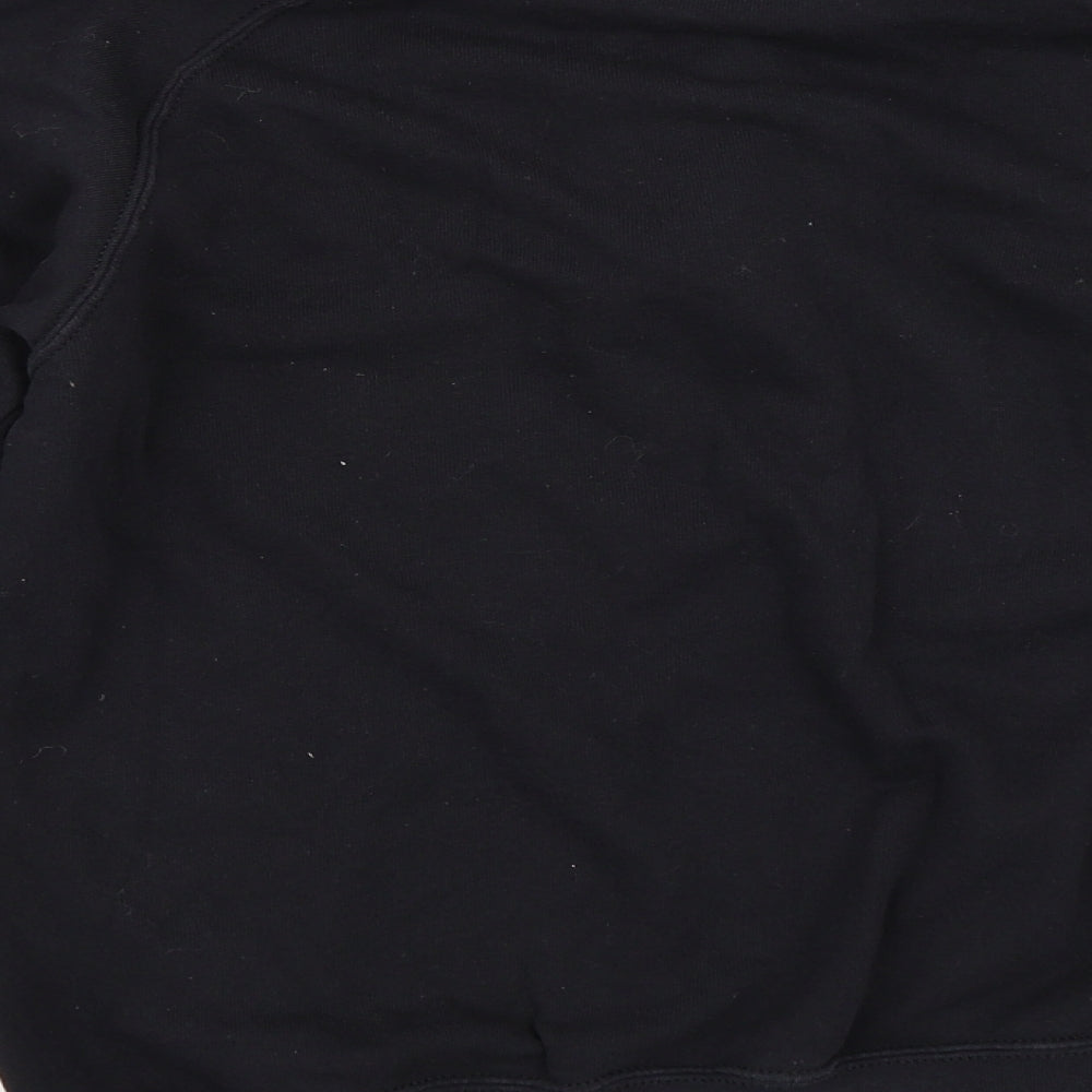 Brand and care label for Yae men’s black henley sweatshirt, size M