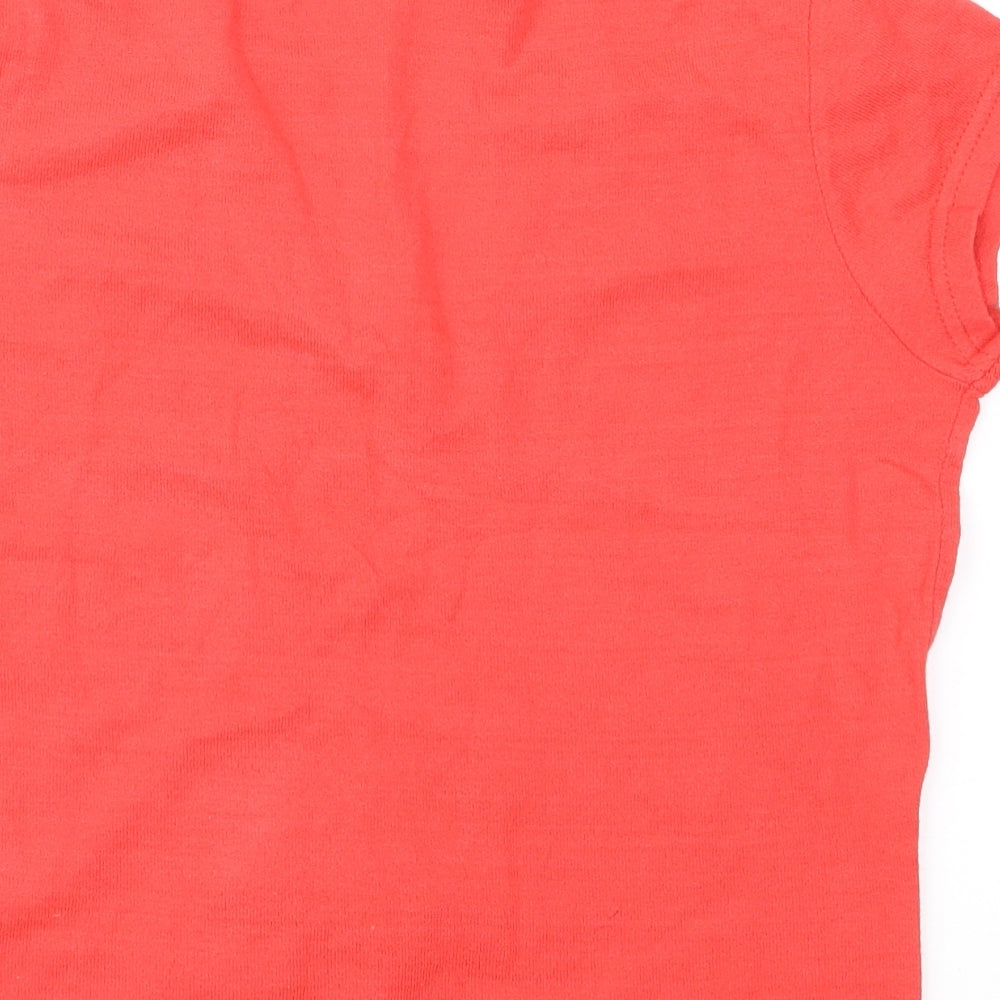 Brand and care label for Amaya Arzuaga women’s red jersey basic t-shirt, size UK 10
