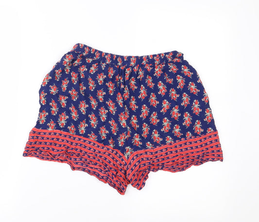 Boohoo Womens Blue Floral Shorts Size 8