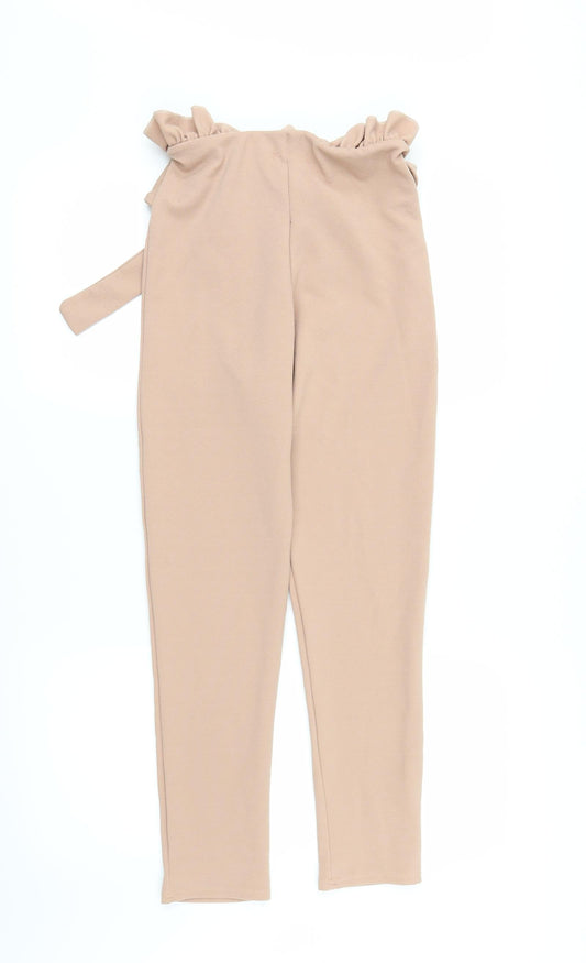 PRETTYLITTLETHING Womens Beige Trousers Size 8 L25 in