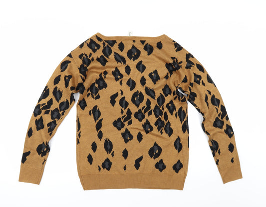 de.crop Womens Brown Geometric Pullover Jumper Size S