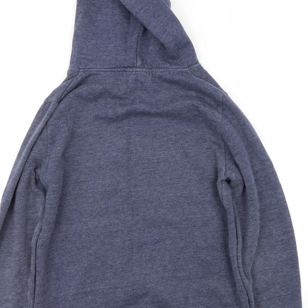 Brand and care label for Topshop women’s blue full zip hoodie, size UK 8