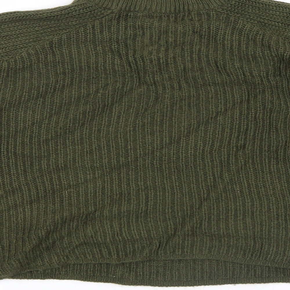 Brand and care label for Brave Soul women’s green knit jumper, size M
