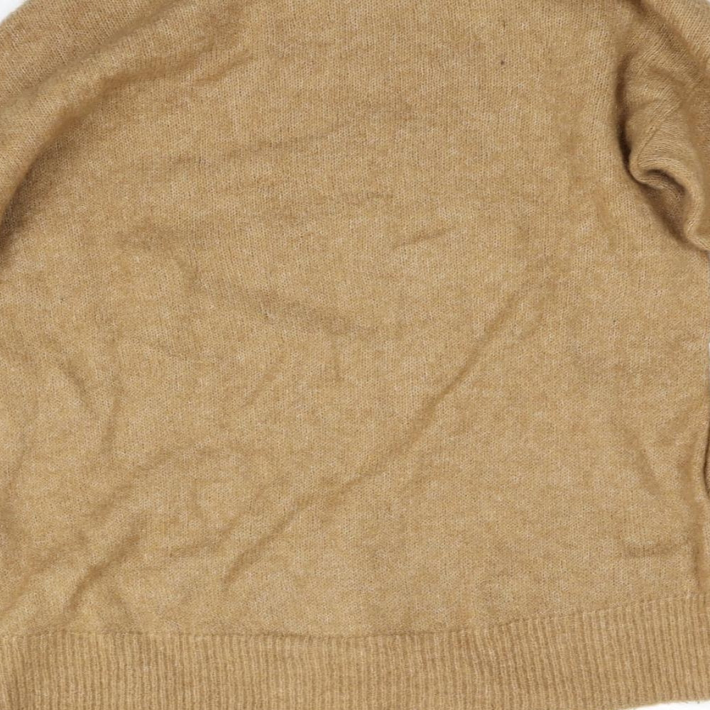 Brand and care label for H&M women’s yellow pullover sweatshirt, size XS