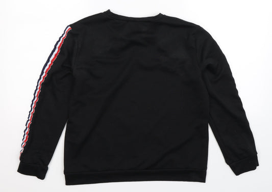 Preworn Womens Black Striped Pullover Sweatshirt Size M