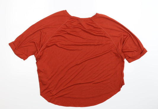 Janina Womens Brown Basic T-Shirt Size 14