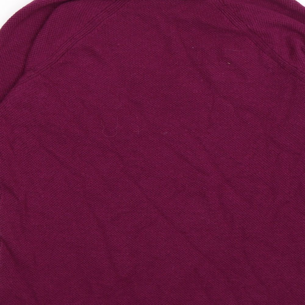 Brand and care label for H&M women’s purple knit jumper, size XS