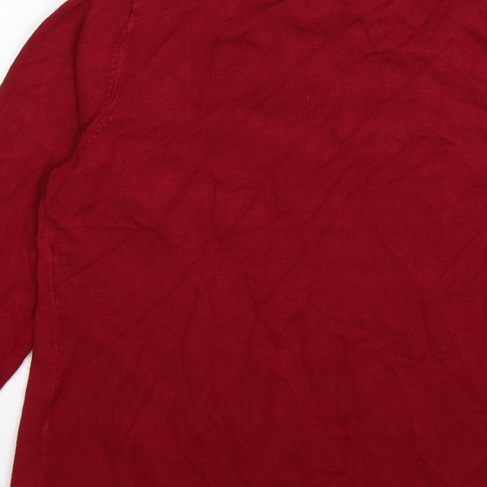 Brand and care label for Bonmarché women’s red knit jumper, size XS