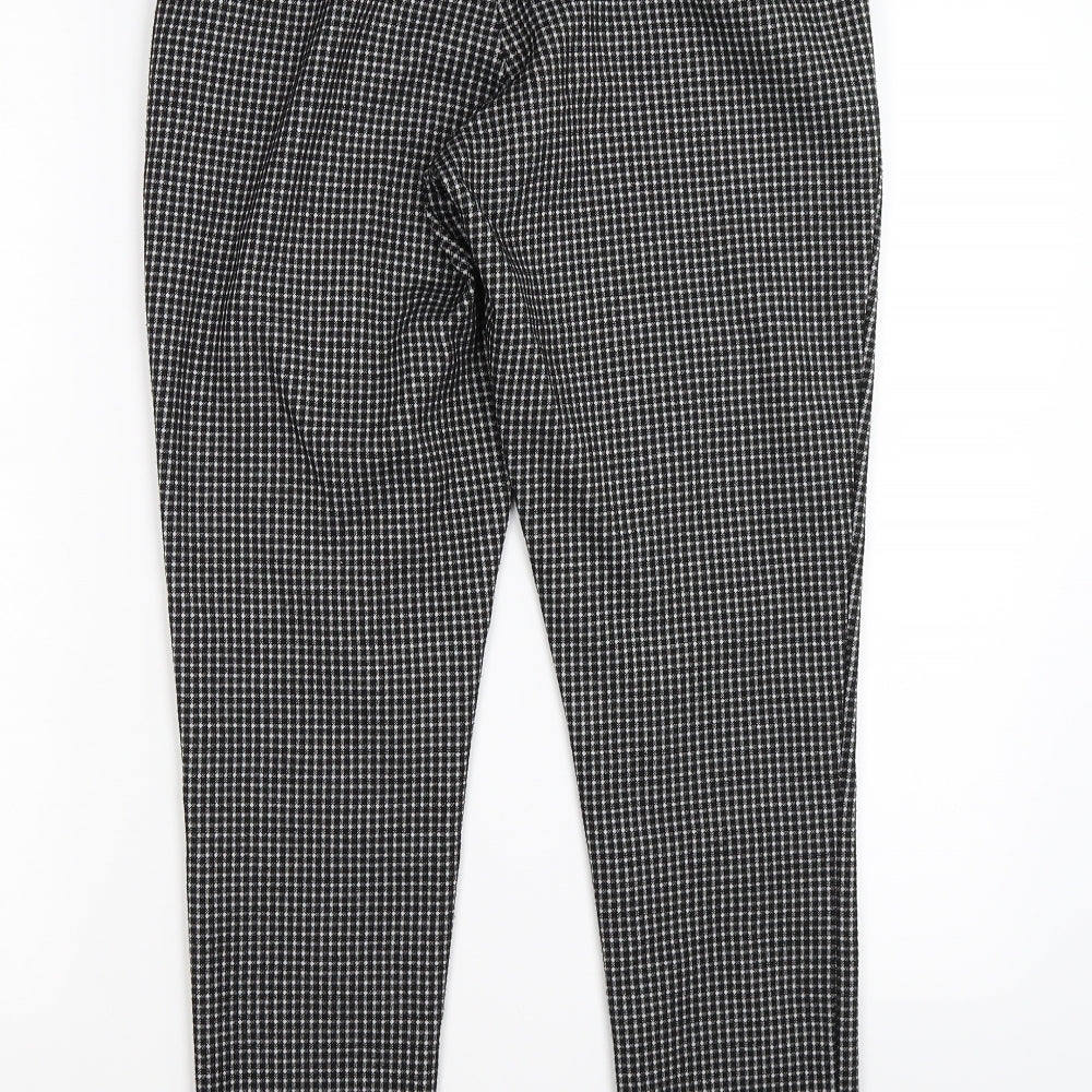 Brand and care label for Dorothy Perkins women’s black check capri trousers, size UK 8, 28-inch leg - work office formal