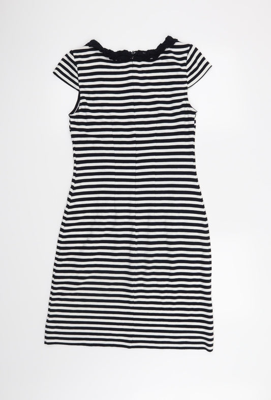 M&S Womens Black Striped A-Line Size 8