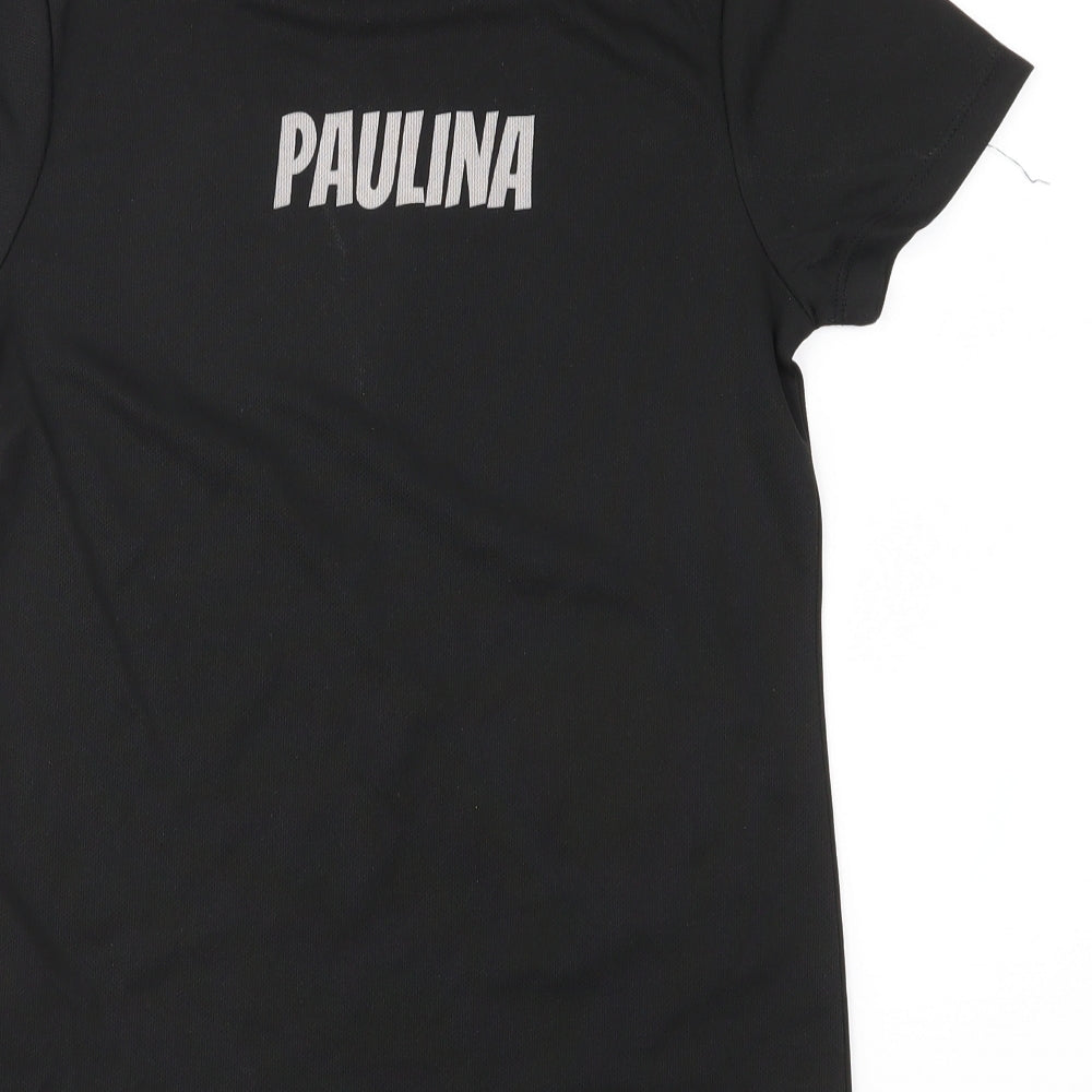 Brand and care label for Zumba women’s black basic t-shirt, size XS