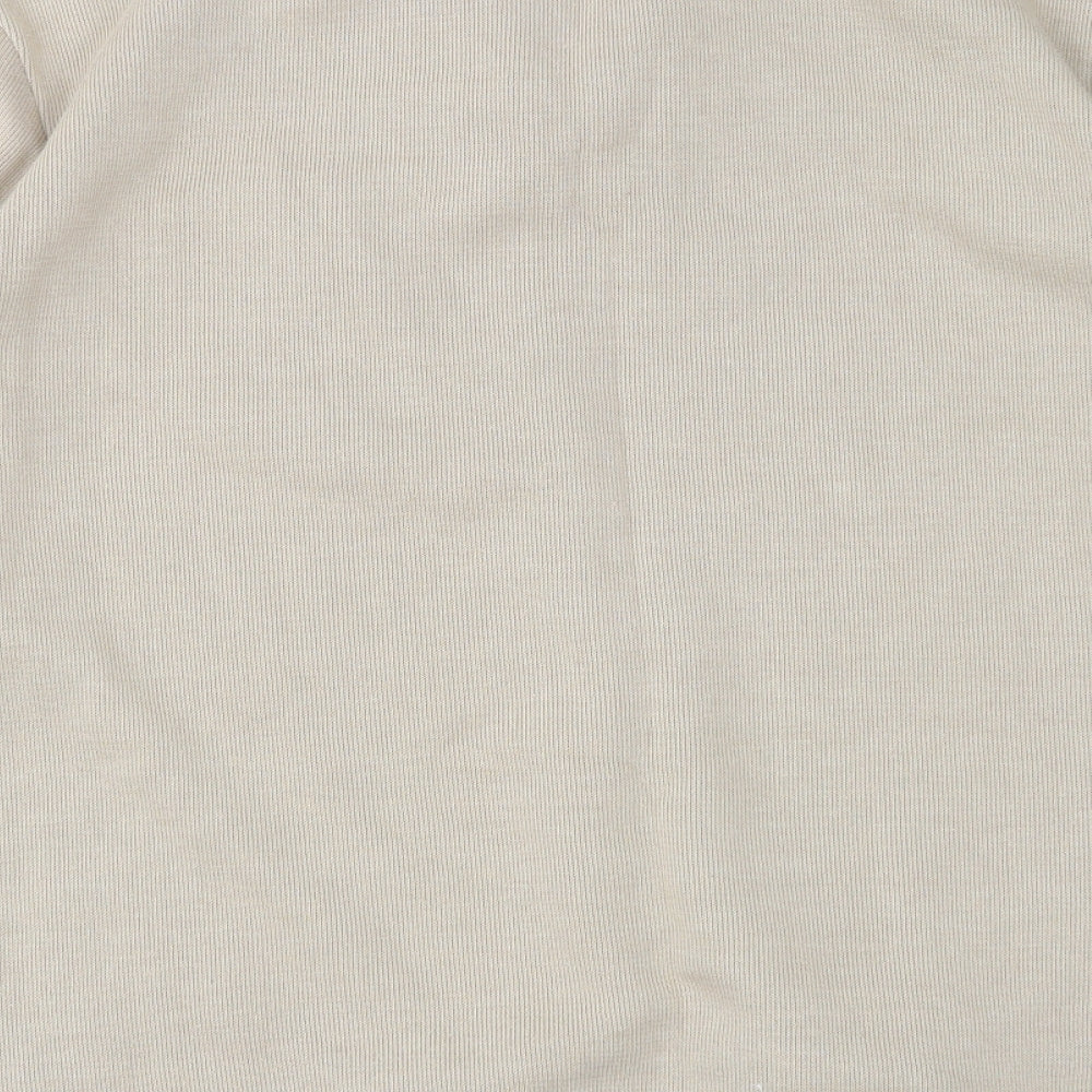 Brand and care label for Greenwoods men’s beige button-up, size L