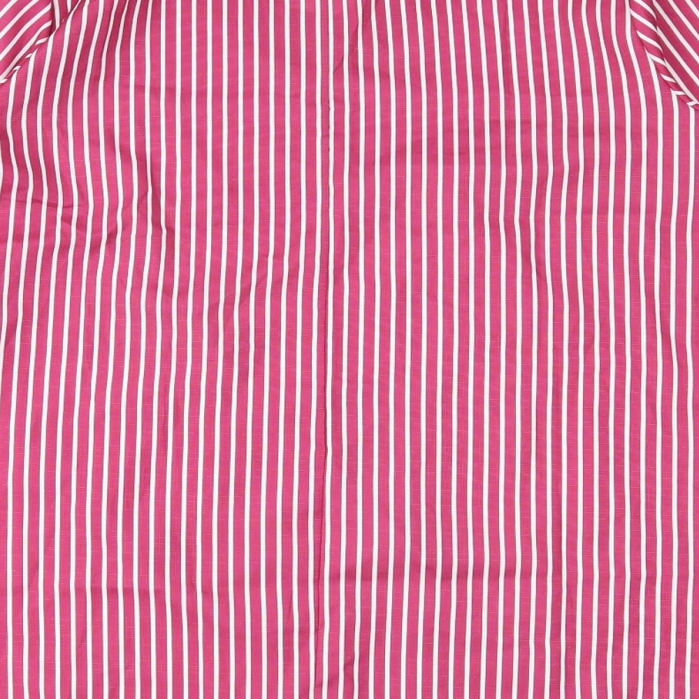 Brand and care label for MissLook women’s pink striped basic blouse, size XL
