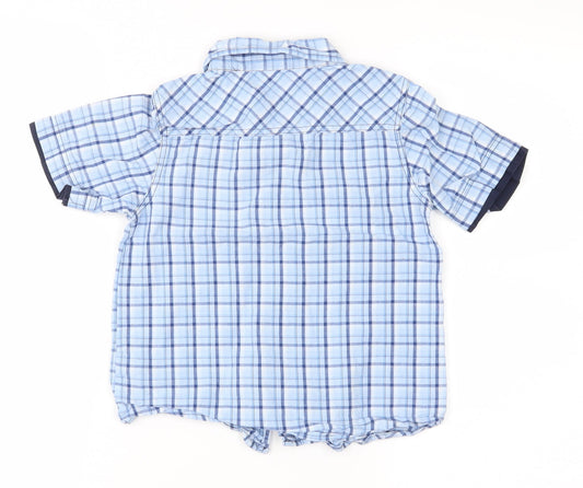 Preworn Boys Blue Plaid Basic Button-Up Size 6 Years